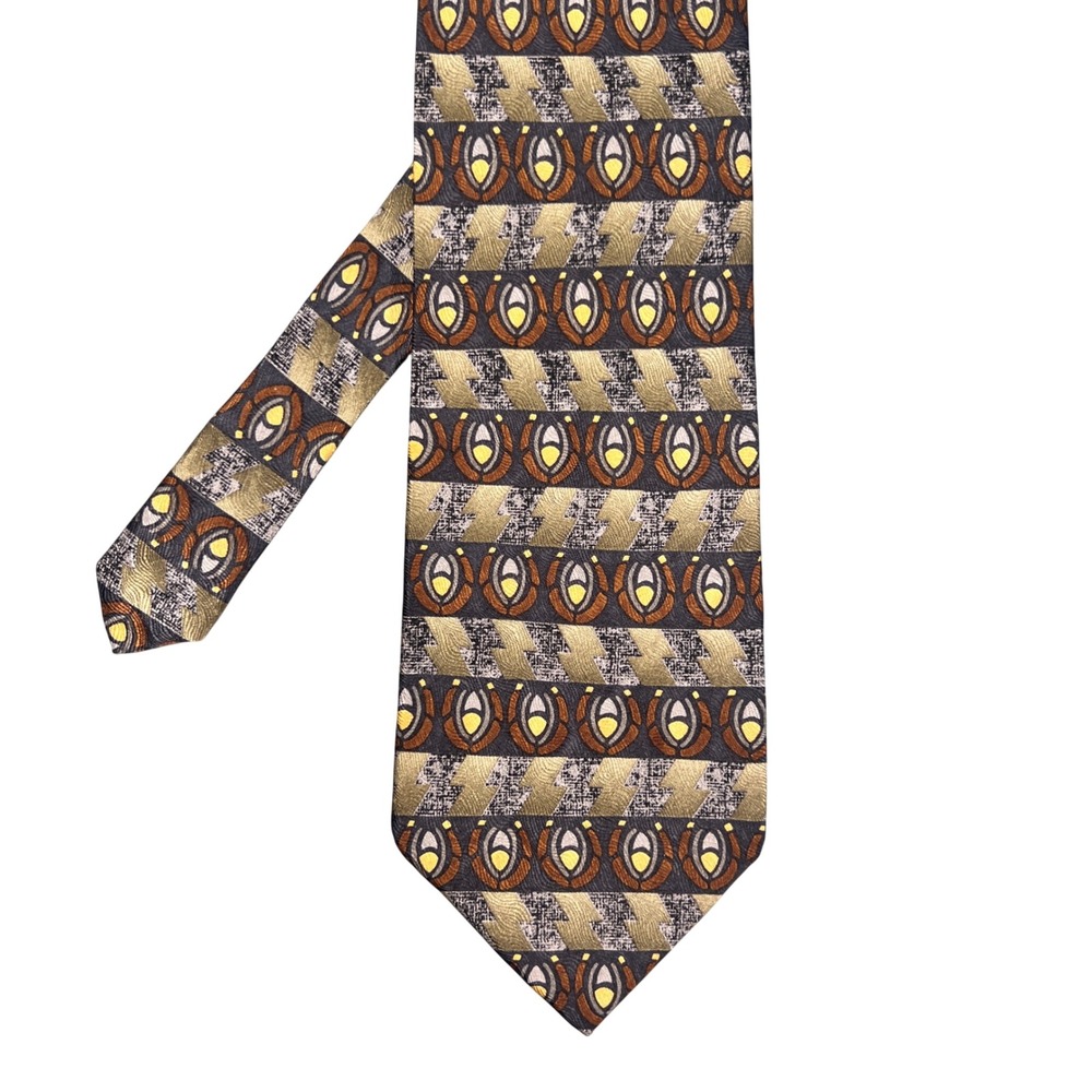 Joseph & Feiss Brown Geometric Silk Necktie Business Formal Mens One Size